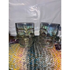 Radiant Peal skull glasses set of 2 new
